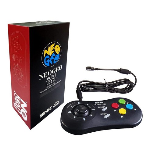 UNICO NEOGEO 미니 패드 블랙 NEO GEO Mini 및 NEO-GEO 아케이드 스틱 프로용 SNK 클래식 유선 게임 컨트롤러, black