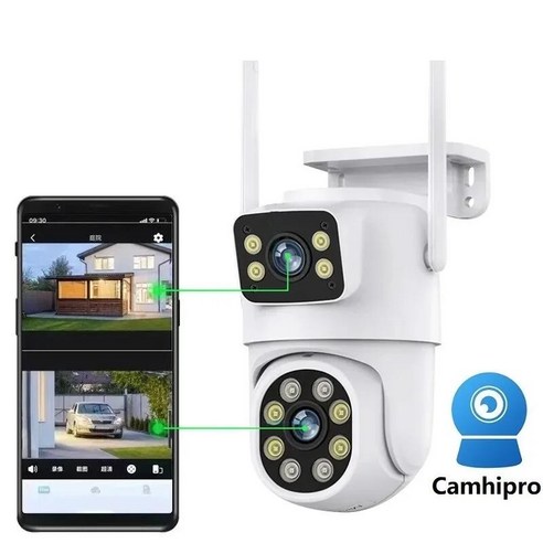 Camhipro 8MP 360도 WiFi cctv 실외 무선 듀얼 렌즈 감시카메라C22, C22, 1개