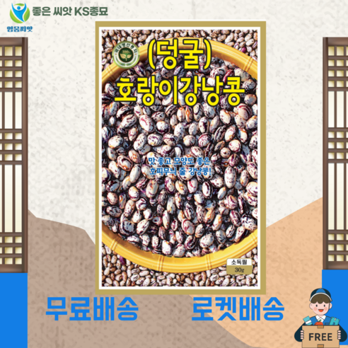 강낭콩(덩굴) 호랑이무늬 씨앗 (30g) 종묘 종자 강낭콩 강남콩 콩 씨 영웅 KS, 1개