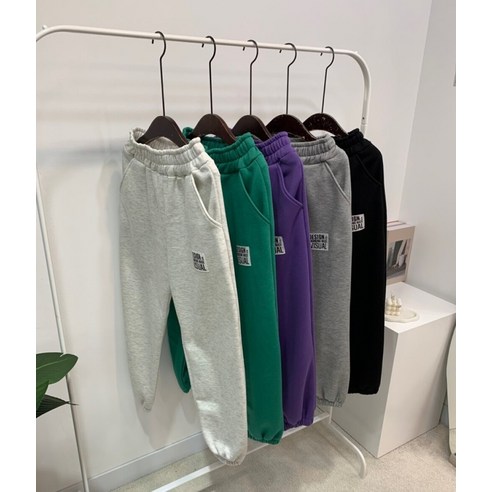 씨샵인더룸 / 루아 레터링 패치 기모 밴딩 조거 팬츠 5color