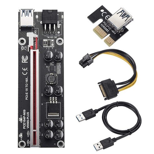 Retemporel PCIE 라이저 009S 플러스 마이닝 슈퍼 버전 X16 비디오 카드 용 PCI Express 확장 카드-레드 슬롯, 1
