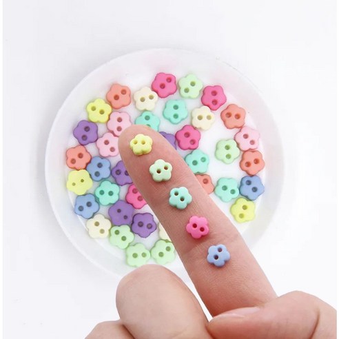 파스텔 미니단추 꽃6mm 인형단추 인형옷만들기, 6연코랄