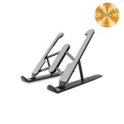 웰럽 프리미엄 ABS 접이식 노트북 거치대 WL-1208, 블랙, 1개