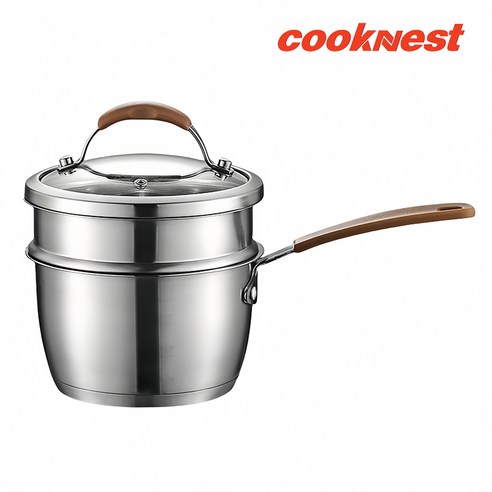 CookNest 편수냄비 304 스텐 인덕션 밀크팬 이유식 냄비 라면 찜기 냄비, 1개, 은색, 16cm