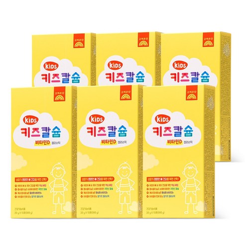 고려은단 키즈 칼슘 비타민D 젤리스틱 15포, 6개, 300g