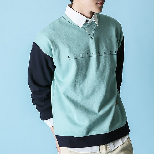 블루포스 남녀공용 실로티 오버핏 맨투맨 국내생산 커플룩 긴팔 티셔츠 단체복