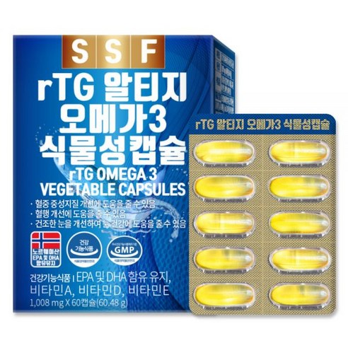 [2개월분] rTG알티지오메가3 1박스 60캡슐 1000mg 비타민D3 순수식품, [1박스/60캡슐] 알티지오메가3, 60정