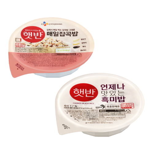 CJ 햇반 흑미밥210g 8개 + 매일잡곡밥210g 8개 (총16개), 210g, 1세트