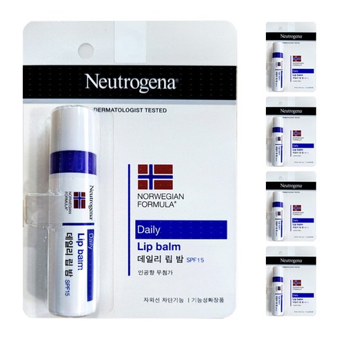 뉴트로지나 데일리 립밤, 무향, 4g, 5개