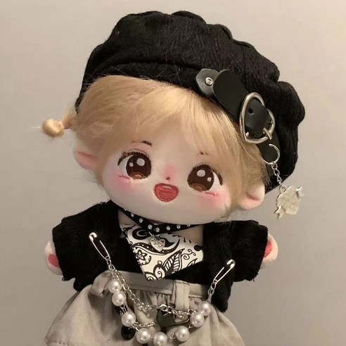 15cm/20cm 솜인형 무속성의상 인형옷 아이돌 면 달콤한 비 속성 봉제 소녀 동급생과 소녀 선물 귀여운, 블랙 드레스 후드가 있는 드레스(의류만), 스켈레톤 포함 20cm
