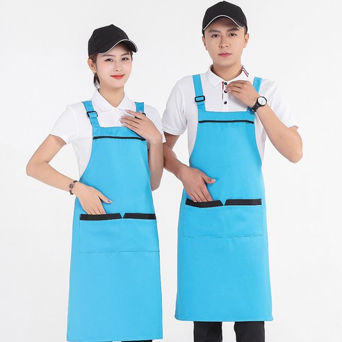 ANKRIC 방수앞치마 앞치마 카고 포켓 앞치마 내장 패션 제인작업복을 예약하다., 푸른