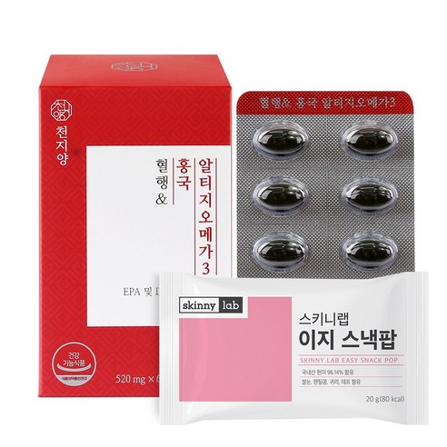 천지양 혈행 홍국알티지 오메가3+스낵팝, 1박스