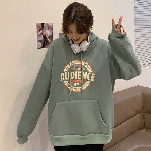 [쿠팡] 여성 루즈핏 후드티 레터링 아노락 긴팔 맨투맨 캐주얼 네추럴