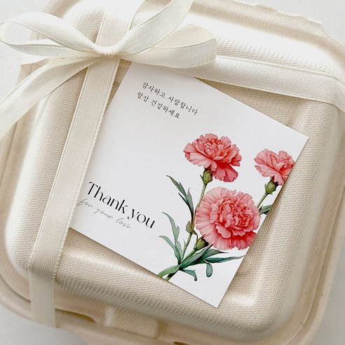 카네이션 가정의달 어버이날 스승의날 선물 포장 카드 20개 로엣[Floral]