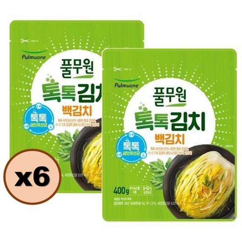 풀무원 톡톡 백김치 400gx2 배추김치, 6세트