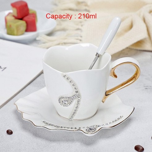 FREELIFE 머그 세트 고급 예쁜 머그잔 ST-188, Cup and saucer white-884