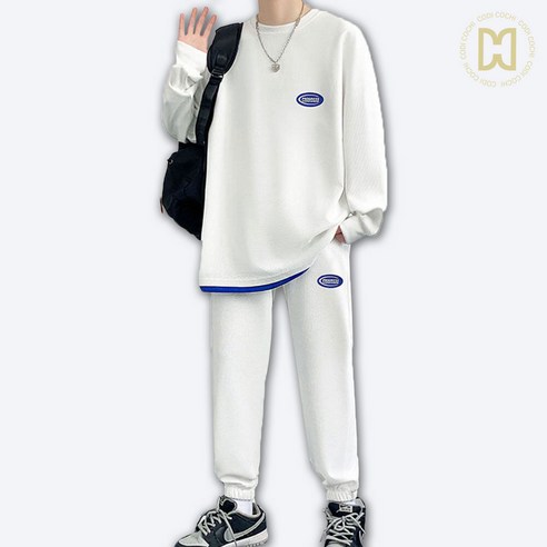 코디코치 봄가을 오버핏 맨투맨 라운드 티셔츠 운동복 트레이닝 바지 상하세트