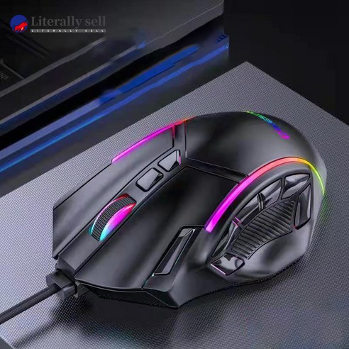Literally sell 매크로 마우스 게이밍마우스 6DPI 인체공학적 디자인 편안한 느낌 땀과 미끄럼 방지 내구성 및 반응성 화려한 백라이트, x15