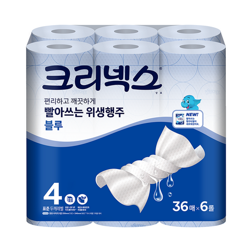 스카트 프레쉬 블루 행주타올 45매, 6롤, 1개