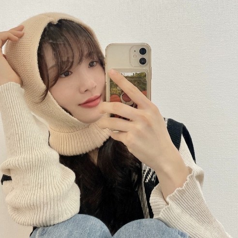 서포티 니트 바라클라바 넥워머 겨울 모자, 베이지