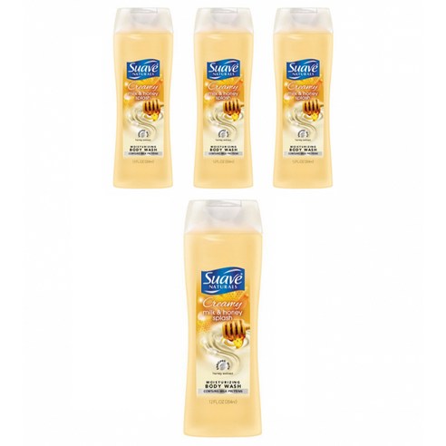수아브 내추럴 모이스처라이징 바디 워시 크리미 밀크 & 허니 스플래쉬, 354ml, 4개