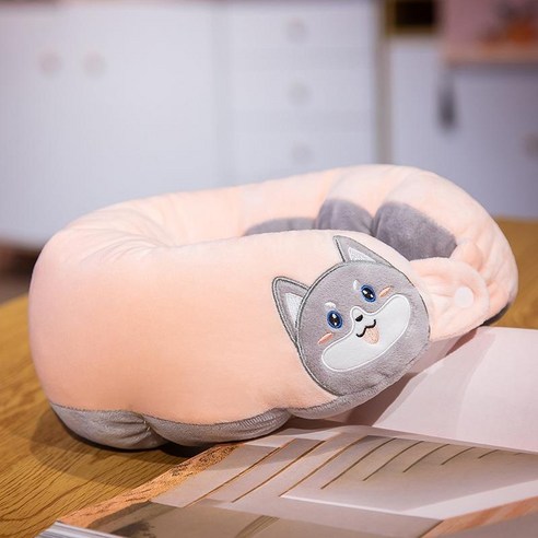 DFMEI 크리에이티브 캐릭터 애벌레 쿠션 러블리 토끼 목베개 여행베개 사무실 휴식 공룡 낮잠베개, DFMEI 허스키 식 목 베개, {"패션의류/잡화 사이즈":"30*30cm"}