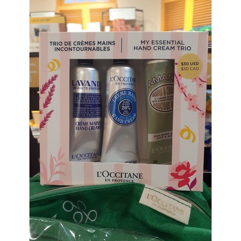 록시땅  L'Occitane - Hand Cream Classics Trio Gift Set 록시땅 핸드 크림 트리오 선물 1세트 1oz(30ml) 3종, 1개