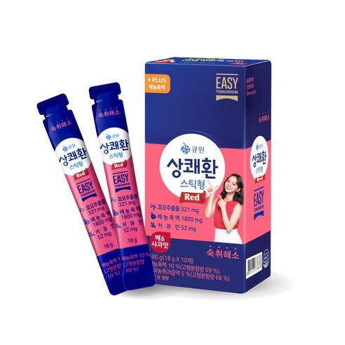 [큐원] 상쾌환 스틱 (망고맛/배사과맛) 18g x 10포 숙취해소제, 10개