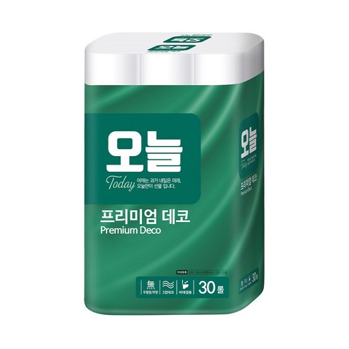 오늘 무형광 3겹 30M 30롤 1개 화장지 휴지 두루마리, 30개입