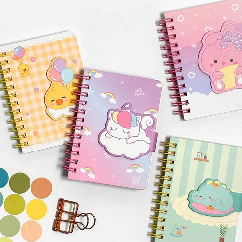 12개의 스프링 레이지스타 마그넷 필기 휴대 메모 수첩 ver2, 랜덤발송 목걸이수첩