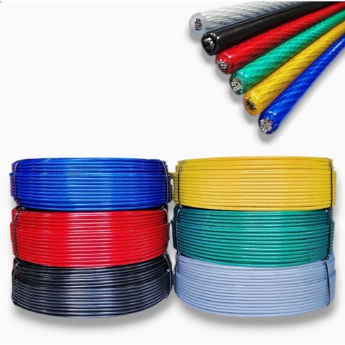 코팅와이어 로프 3mm 4mm 5mm 6mm 8mm 10mm 100M 국산 PVC 농자재 유인 줄, 검정불투명, 3mm(100M)