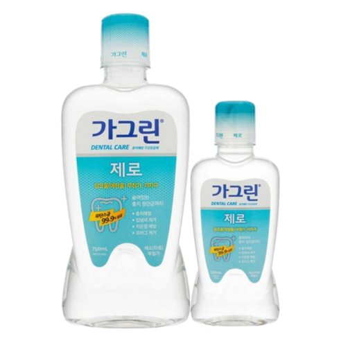 가그린 제로 750ml + 250ml 구강청결제 세트, 1세트