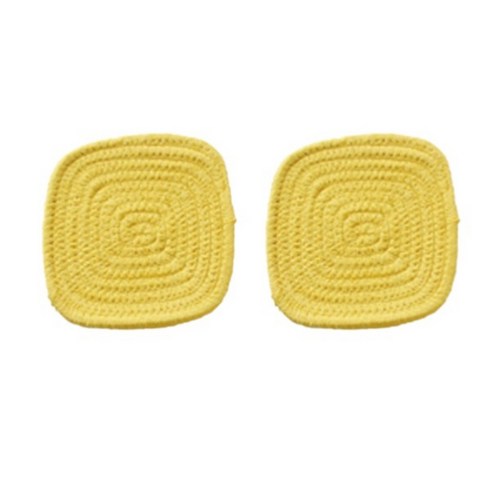 리에르 손뜨개 식탁매트 티코스터 2P 세트, 옐로우, 16 x 16cm