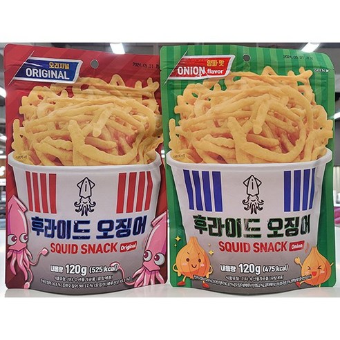 SQUID SNACK 후라이드 오징어 120g (1.오리지널 2.양파맛 / 2종 택1), 1.오리지널, 1개