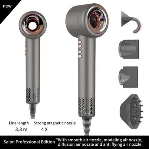전문 이온 슈퍼 헤어 드라이어 디퓨저 부착 전기 블로우 110V 220V, Gray 1 Nozzle_KR, 15) Gray 1 Nozzle KR