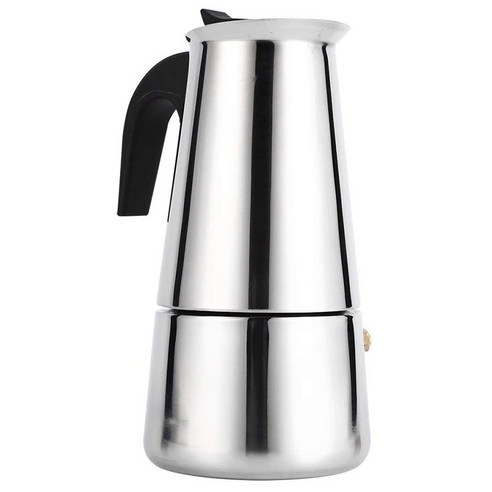 AFBEST 스테인레스 스틸 모카 라떼 에스프레소 휴대용 커피 메이커 스토브 필터 포트 여과기 300ML, 은