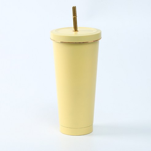 750ml스테인레스 스틸 밀짚 컵 더블 진공 커피 컵 보온컵, 노란 프놈펜, {"사이즈":"500ml"}