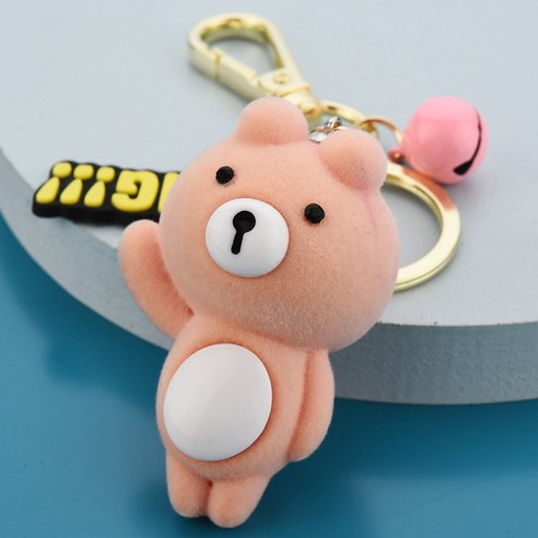 벨벳 손잡이 곰 열쇠고리 만화 곰돌이 카우보이 액세서리 남녀 가방 액세서리 액세서리 자동차 열쇠사슬, 핑크/핑크