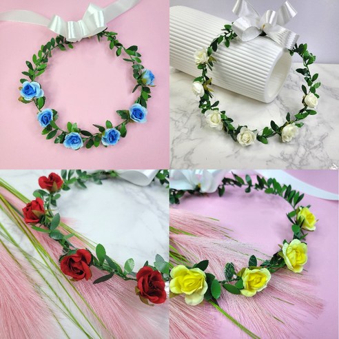 장미 화관 만들기 DIY 조화 플라워 로핑 머리띠 교육용 스냅샷 소품 셀프촬영