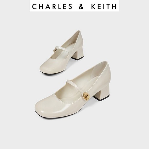 CHARLES&KEITH 찰스앤키스 에나멜 메탈릭-버클 블록-힐 메리 제인