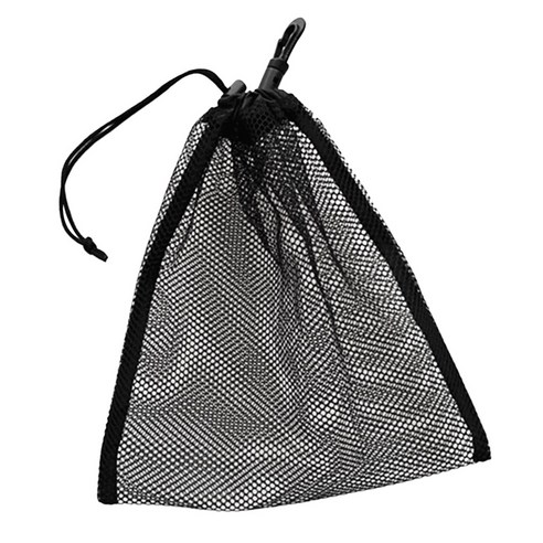 골프 탁구 스쿠버 다이빙 및 스노클링 용 DRAWSTRING MESH GEAR BAG, Black