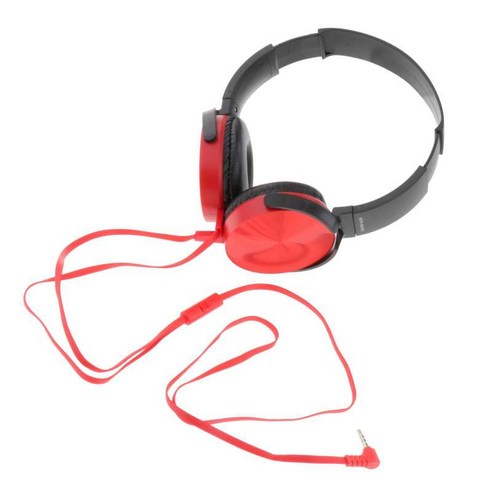 XB450 유선 헤드셋 스마트폰 PC 소녀 소년을 위한 편안한 휴대용 헤드폰, 16x16cm, 플라스틱, 빨간색