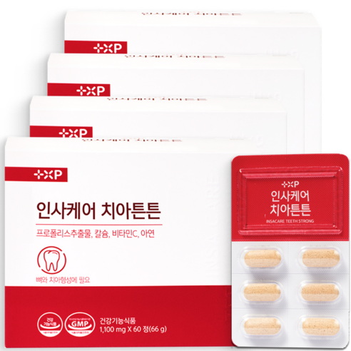 튼튼 치아 뼈 형성 면역력 한번에 치아 건강 케어, 4박스, 60정