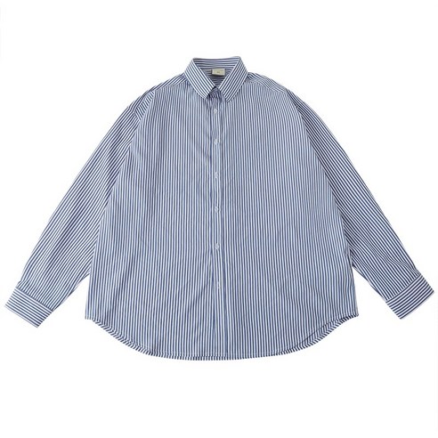 DFMEI 일본식 블루 핀 스트라이프 중립 캐주얼 긴팔 셔츠