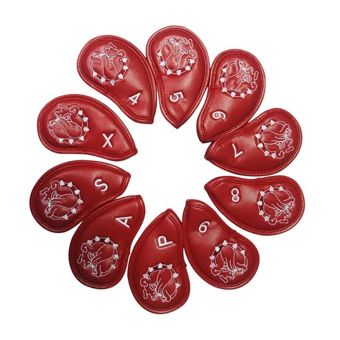 shangren 10pcs PU 골프 클럽 아이언 헤드 커버 보호 헤드 커버 유니버설 피트, 빨간
