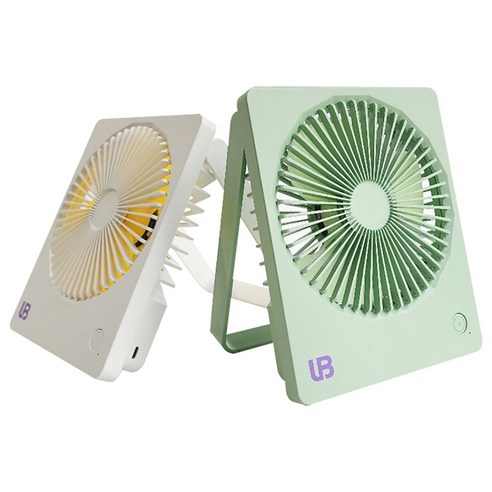 UB 무선 휴대용 접이식 LED 미니 선풍기, 화이트