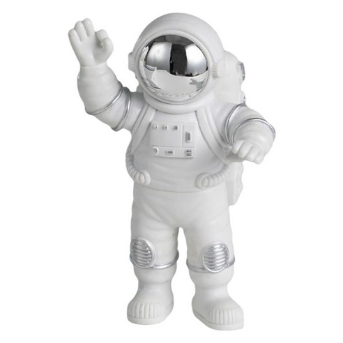 수지 우주 비행사 작은 조상 동상 우주인 조각품 소형 손으로 만든 내구재, 실버 서