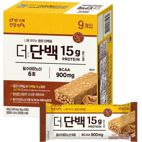 빙그레 더단백 프로틴바 9p, 360g, 2개