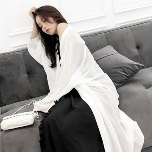 [레티고] 빅사이즈 시스루 롱 로브 가디건