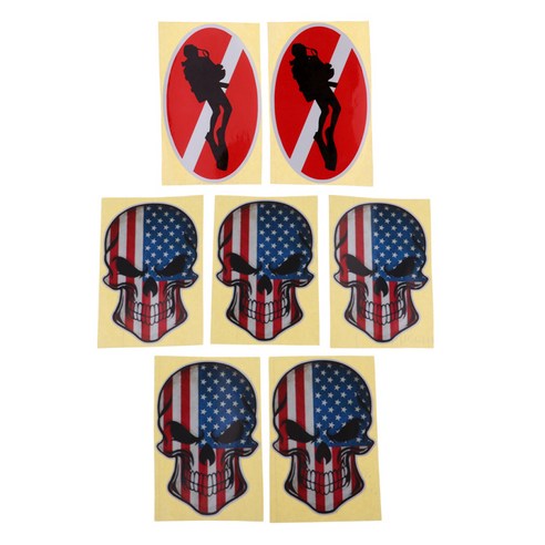 7pcs 자동차 노트북용 반사 스쿠버 다이빙 스티커, 설명, PETG